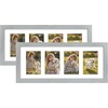 image:imageGolden State Art Collage Frame 8x20 for 4 4x6 Photos Wood Distressed Brown  Clear Real Glass amp 4 Openings White Mat Horizontal amp Vertical Display Multi Picture For Wall Mount Home Decor Holiday GiftGrey