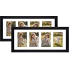 image:imageGolden State Art Collage Frame 8x20 for 4 4x6 Photos Wood Distressed Brown  Clear Real Glass amp 4 Openings White Mat Horizontal amp Vertical Display Multi Picture For Wall Mount Home Decor Holiday GiftBlack