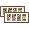 image:imageGolden State Art Collage Frame 8x20 for 4 4x6 Photos Wood Distressed Brown  Clear Real Glass amp 4 Openings White Mat Horizontal amp Vertical Display Multi Picture For Wall Mount Home Decor Holiday GiftDistressed Brown