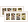 image:imageGolden State Art Collage Frame 8x20 for 4 4x6 Photos Wood Distressed Brown  Clear Real Glass amp 4 Openings White Mat Horizontal amp Vertical Display Multi Picture For Wall Mount Home Decor Holiday GiftDistressed White