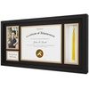 image:imageGolden State Art Diploma Frame with Tassel Holder and Photo Black Wood  Real Glass Black Gold Mat Fit 85x11 Certificate and 4x6 Picture College Degree Graduation Keepsake for Home Office DecorBlack Over Gold Mat