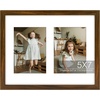 image:imageGolden State Art 11x14 Black Photo Wood Frame displays 2 5x7 Pictures  1 Pack White matSolid WoodTempered Glass FrontWall MountCollage frameBrown 05