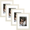 image:imageGolden State Art 11x14 Picture Frame Set of 4Display 8x10 Photo Multicol  Removable White mat Dispaly 8x10 or 11x14 Wooden Frame with Plexiglass FrontBoth Wall or Tabletop displayOak