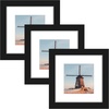 image:imageGolden State Art 6x6 Picture Frame GreySolid WoodampReal GlassMat 4x4  3 Pack 6x6 Square Photo Frames White Mat Display for 4x4 Picture Horizontal and Vertical Wall Mounting DecorBlack