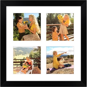 image:imageGolden State Art 10x10 Square Wood Frame  White Mat with Four 4x4 Inch Openings  Instagram Smartphone Family Collage Photo  Wall Hanging  Horizontal and Vertical Black