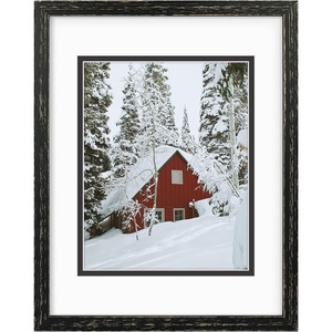 image:imageGolden State Art 11x14 Distressed Black Picture FrameWoodampGlassMat 8x10  1 Pack 11x14 Photo Frame Displays for 8x10 with White over Black Double Mat  Solid WoodampReal Glass Wall Mounting DecorDistressed Black  WhiteBlack Mat