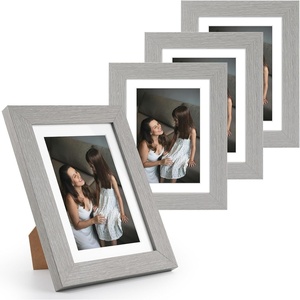 image:imageGolden State Art 11x14 Picture Frame Set of 4Display 8x10 Photo Multicol  Removable White mat Dispaly 8x10 or 11x14 Wooden Frame with Plexiglass FrontBoth Wall or Tabletop displayGray