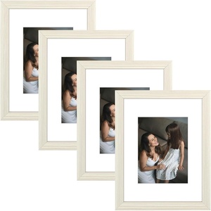 image:imageGolden State Art 11x14 Picture Frame Set of 4Display 8x10 Photo Multicol  Removable White mat Dispaly 8x10 or 11x14 Wooden Frame with Plexiglass FrontBoth Wall or Tabletop displayOak