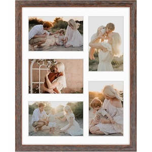 image:imageGolden State Art 11x14 White Wooden Picture Frame Displays Five 4x6 Photos  1 Pack with White MatSolid WoodTempered Glass Front Sawtooth Hangers  Wall Mounting Landscape PortraitWood  Distressed Brown With White Mat