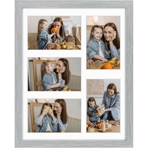 image:imageGolden State Art 11x14 White Wooden Picture Frame Displays Five 4x6 Photos  1 Pack with White MatSolid WoodTempered Glass Front Sawtooth Hangers  Wall Mounting Landscape PortraitWood  Grey with White Mat