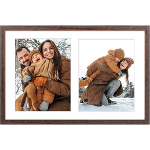 image:imageGolden State Art 12x19 Black Wood Picture Frame  Displays Two 8x10 Photos  1 PackWhite Mat IncludedSolid Wood Real Glass Sawtooth Hanger Swivel Tabs  Wall Mounting  Great for Collages WeddingsDistressed Brown