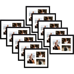 image:imageGolden State Art 12x24 Black Wood Picture Frame  Black Mat for 8x10 and 5x7 Photos  Real Glass Sawtooth Hanger Swivel Tabs  Wall Mounting  Great for Posters Weddings and EngagementsBlackWhite Mat6P