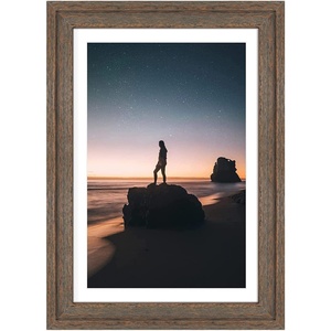 image:imageGolden State Art 14x18 Picture Frame  Matted for 11x14 Photo Black  1 PackWhite Mat and Tempered Glass frontFits 14x18 Photo Without Mat Wide Moulding Solid Wood Frame for Wall DisplayDistressed Brown