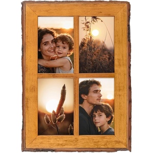 image:imageGolden State Art 4x6 Collage Picture FrameSolid WoodampReal Glass4 Photos  Multi Picture Frame for 4 4x6 Photos  Natural Bark Edges Design  Farmhouse Collage Wall Decor  Rustic Brown4 Openings 4x6