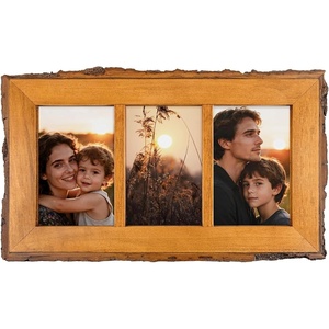 image:imageGolden State Art 4x6 Collage Picture FrameSolid WoodampReal Glass4 Photos  Multi Picture Frame for 4 4x6 Photos  Natural Bark Edges Design  Farmhouse Collage Wall Decor  Rustic Brown3 Openings 4x6