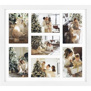 image:imageGolden State Art 7 Openings for 4x6 Collage Picture FrameSolid WoodGlass  Fit For 137x157 Picture Without MatMatted for 4x6 PictureBlack1 PackWood  White With White Mat