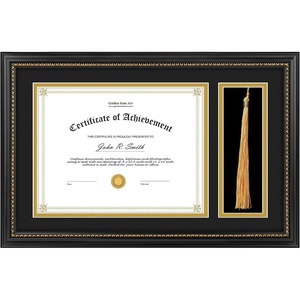 image:imageGolden State Art 85x11 Diploma Frame with Tassel Holder  Solid Wood Black with Gold Trim and Real Glass for Certificate and Tassel Display for Wall 1 Pack