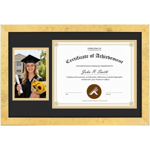 image:imageGolden State Art 8x10 Diploma Frame and 4x6 Picture Solid Wood Certificate Frame with Real Glass Front Display Diploma 8x10 with Black over Gold Double Mat or 11x17 Document Without Mat 1 Pack