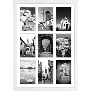 image:imageGolden State Art 9Openings 4x6 Wood Collage Picture Frame Black  Fits Nine 4x6 Photos White Mat Photo Art136x197 Poster or Print Display Tempered Glass1 PackWhite