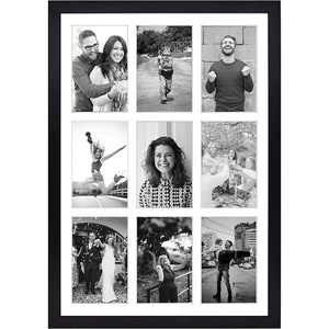 image:imageGolden State Art 9Openings 4x6 Wood Collage Picture Frame Black  Fits Nine 4x6 Photos White Mat Photo Art136x197 Poster or Print Display Tempered Glass1 PackBlack