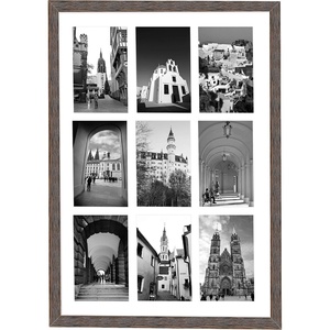 image:imageGolden State Art 9Openings 4x6 Wood Collage Picture Frame Black  Fits Nine 4x6 Photos White Mat Photo Art136x197 Poster or Print Display Tempered Glass1 PackDistressed Brown