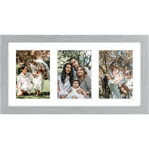 image:imageGolden State Art 9x18 Black Wood Frame  for Three 5x7 Pictures 1 Pack  Black MatSolid WoodSawtooth Hangers Swivel Tabs  Wall Mounting  LandscapePortrait  Real Glass  Collage FrameWood  Grey With White Mat