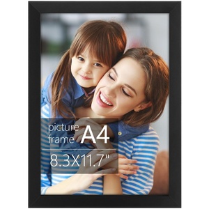 image:imageGolden State Art A4 Black Picture FrameSolid WoodDisplay 83x117 Photo  1 Pack A4 Picture Frame with Plexiglass Display 83x117 PhotoPosterPrint Horizontal amp Vertical Tabletop or Wall MountingBlack