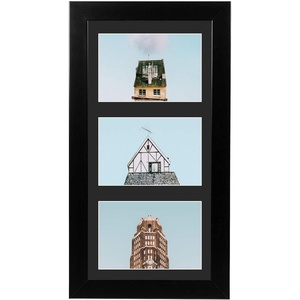 image:imageGolden State Art Collage Frame 7x14 for 3 4x6 Photos Wood Distressed Brown  Clear Real Glass and White Mat Horizontal amp Vertical Display Multi Pictures For Gallery Wall Home Decor amp Holiday GiftBlack With Black Mat