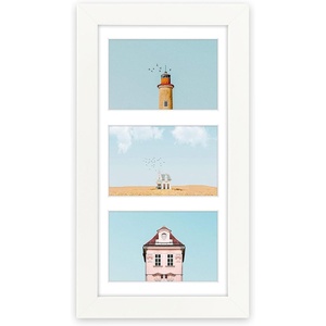 image:imageGolden State Art Collage Frame 7x14 for 3 4x6 Photos Wood Distressed Brown  Clear Real Glass and White Mat Horizontal amp Vertical Display Multi Pictures For Gallery Wall Home Decor amp Holiday GiftWhite With White Mat