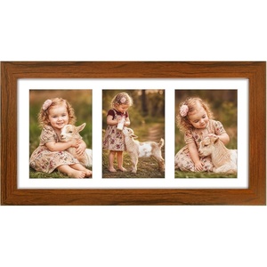 image:imageGolden State Art Collage Frame 7x14 for 3 4x6 Photos Wood Distressed Brown  Clear Real Glass and White Mat Horizontal amp Vertical Display Multi Pictures For Gallery Wall Home Decor amp Holiday GiftBrown With White Mat