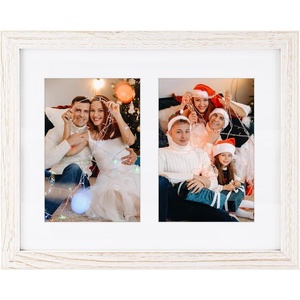 image:imageGolden State Art Collage Frame 8x10 for 2 4x6 Photos Wood Distressed White  Clear Real Glass amp 2 Openings White Mat Horizontal amp Vertical Display Multi Prints For Wall Mount Home Decor Holiday GiftDistressed White