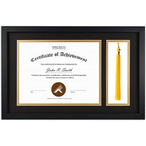 image:imageGolden State Art Diploma Frame with Tassel Holder and Photo Black Wood  Real Glass Black Gold Mat Fit 85x11 Certificate and 4x6 Picture College Degree Graduation Keepsake for Home Office DecorBlack Over Gold Mat