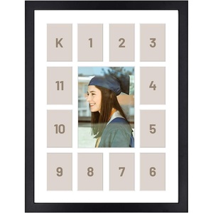 image:imageGolden State Art School Years Picture Frame PreK to 12 Wood Glass Black  13 Openings White Mat Baby First Year Kindergarten Keepsake Horizontal Vertical For Wall Display Home Decor Holiday GiftWood  Black With White Mat