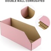 image:imageGolden State Art 12x6x45 Cardboard Storage Bins 30 Pack Corrugated Open Top Bin Box for Shelves Garage Office Warehouse Organization WhitePink