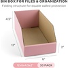 image:imageGolden State Art 12x6x45 Cardboard Storage Bins 30 Pack Corrugated Open Top Bin Box for Shelves Garage Office Warehouse Organization WhitePink