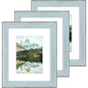 image:imageGolden State Art 5x7 Picture Frame Green Set of 3  with Mat for 4x6 Picture Shatter Resistant Plexiglass  Engineered Wood Wall Photo Frames for Tabletop DisplayBlue