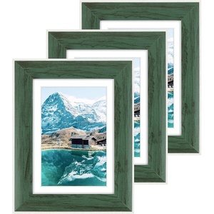 image:imageGolden State Art 5x7 Picture Frame Green Set of 3  with Mat for 4x6 Picture Shatter Resistant Plexiglass  Engineered Wood Wall Photo Frames for Tabletop DisplayGreen